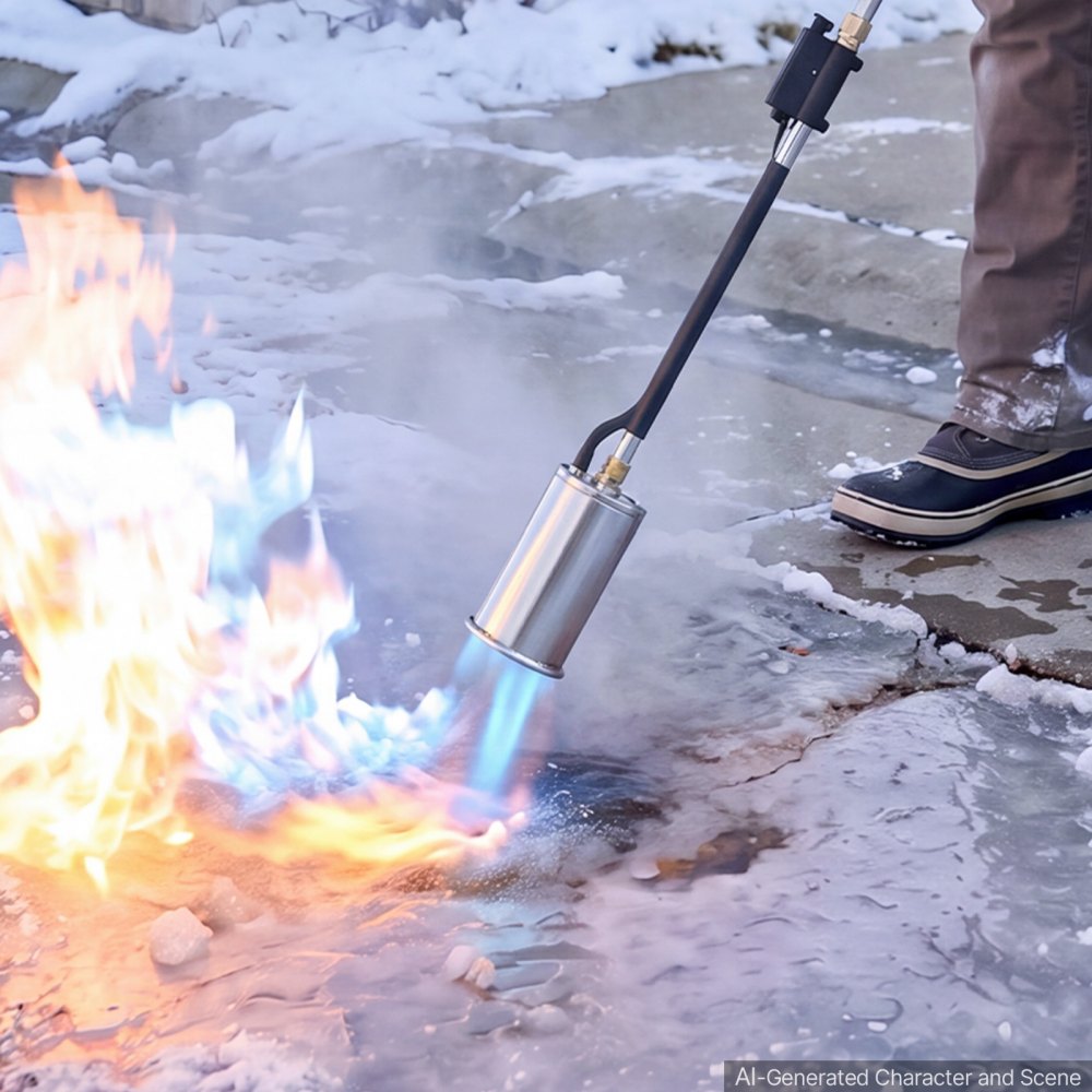 VEVOR Propane Torch Weed Burner 45,000 BTU High Output 770 mm Detachable, for Garden Weed Burning & Road Ice Snow Melting, Adjustable Flame, Heavy Duty Blow Torch with Self Igniter, Flamethrower