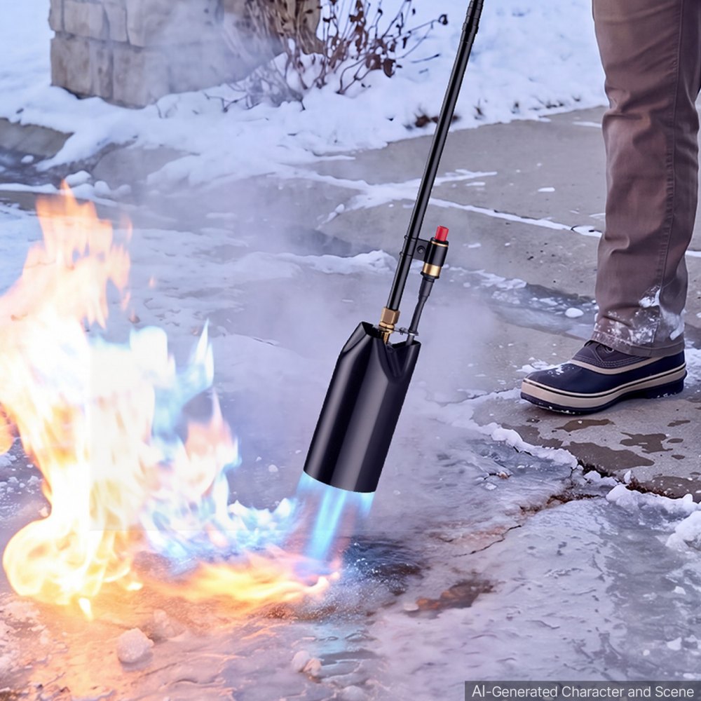 VEVOR Propane Torch Weed Burner 935 mm 600,000 BTU Output with 3 m Hose, for Garden Road Ice Snow Melting, Adjustable Flame, Heavy Duty Blow Torch with Turbo Trigger & Self Igniter, Flamethrower