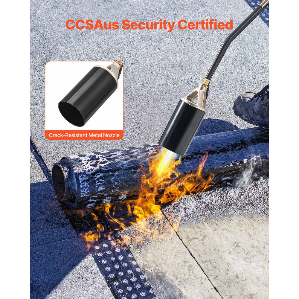 VEVOR Propane Torch Weed Burner, High Output 1,800,000 BTU with 3 m Hose, Heavy Duty Blow Torch with Adjustable Flame & Turbo Trigger Push Button Auto Igniter, Flamethrower for Garden Ice Snow Road