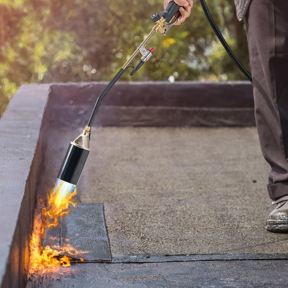 VEVOR Propane Torch Weed Burner, High Output 1,800,000 BTU with 3 m Hose, Heavy Duty Blow Torch with Adjustable Flame & Turbo Trigger Push Button Auto Igniter, Flamethrower for Garden Ice Snow Road