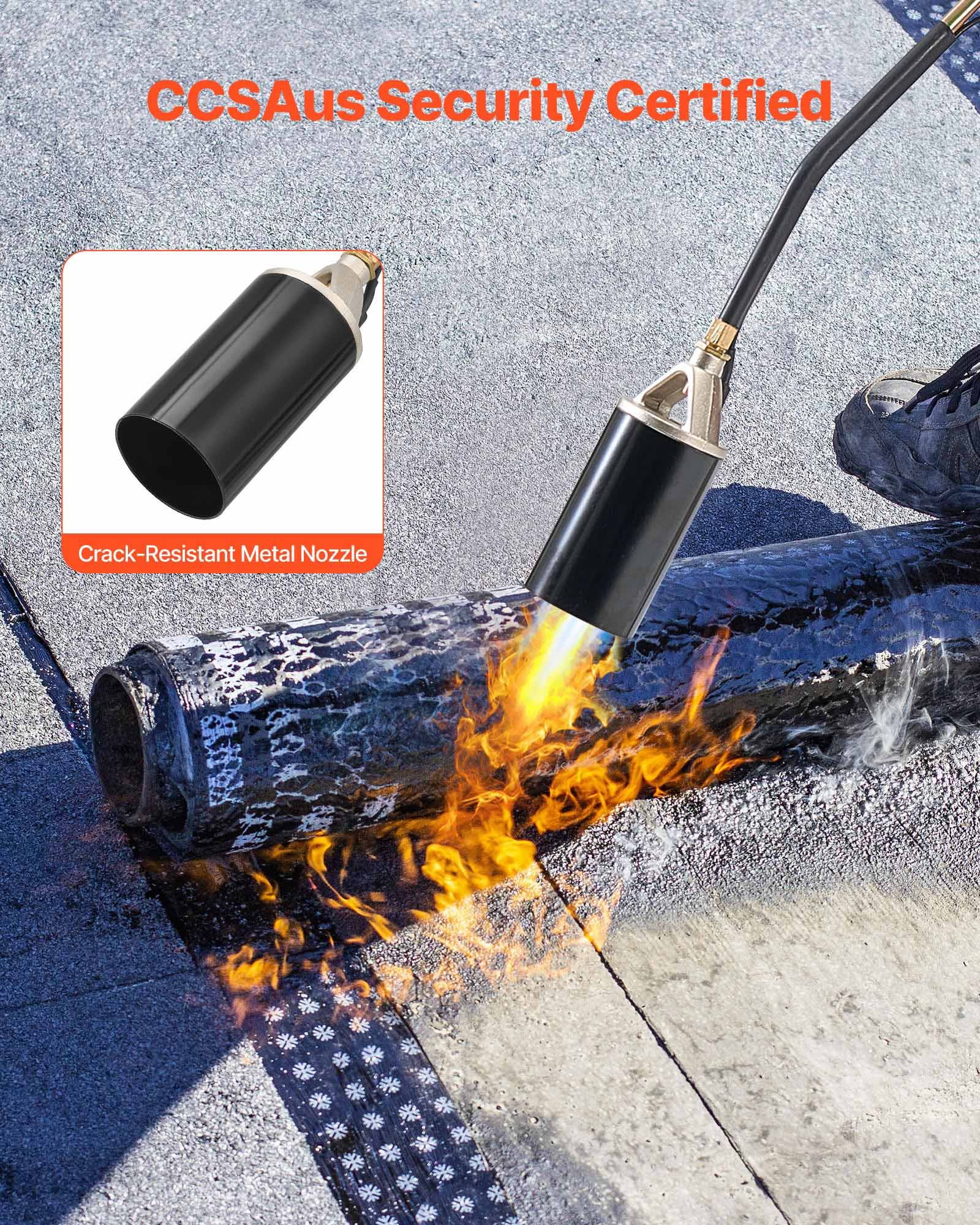 VEVOR Propane Torch Weed Burner, High Output 1,800,000 BTU with 3 m Hose, Heavy Duty Blow Torch with Adjustable Flame & Turbo Trigger Push Button Auto Igniter, Flamethrower for Garden Ice Snow Road