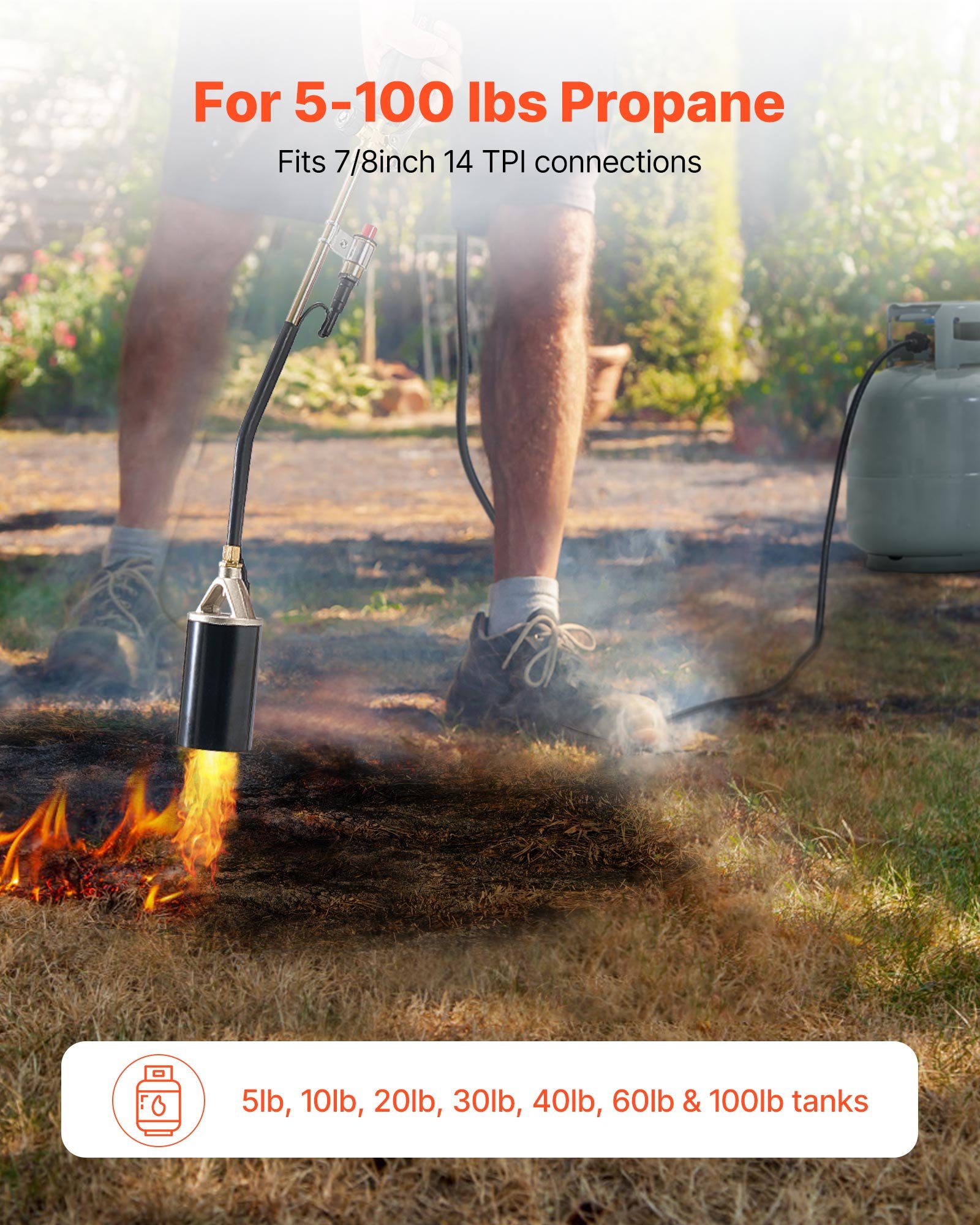 VEVOR Propane Torch Weed Burner, High Output 1,800,000 BTU with 3 m Hose, Heavy Duty Blow Torch with Adjustable Flame & Turbo Trigger Push Button Auto Igniter, Flamethrower for Garden Ice Snow Road