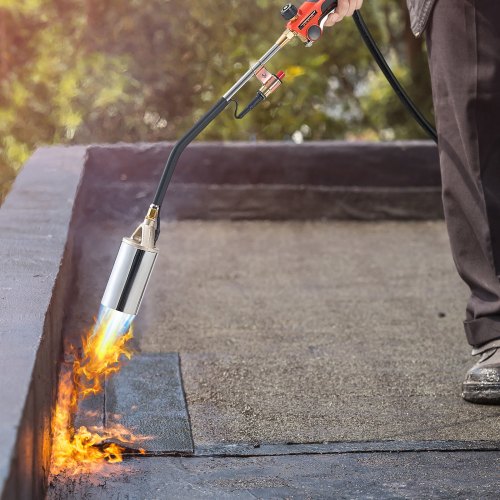 KFFKFF Propane Torch Weed Burner, 1,800,000 BTU Output with 10 ft Hose, Portable Blow Torch with Adjustable Flame, Turbo Trigger, Auto Igniter, Flamethrower Kit for Clearing Weeds, Snow Ice Road