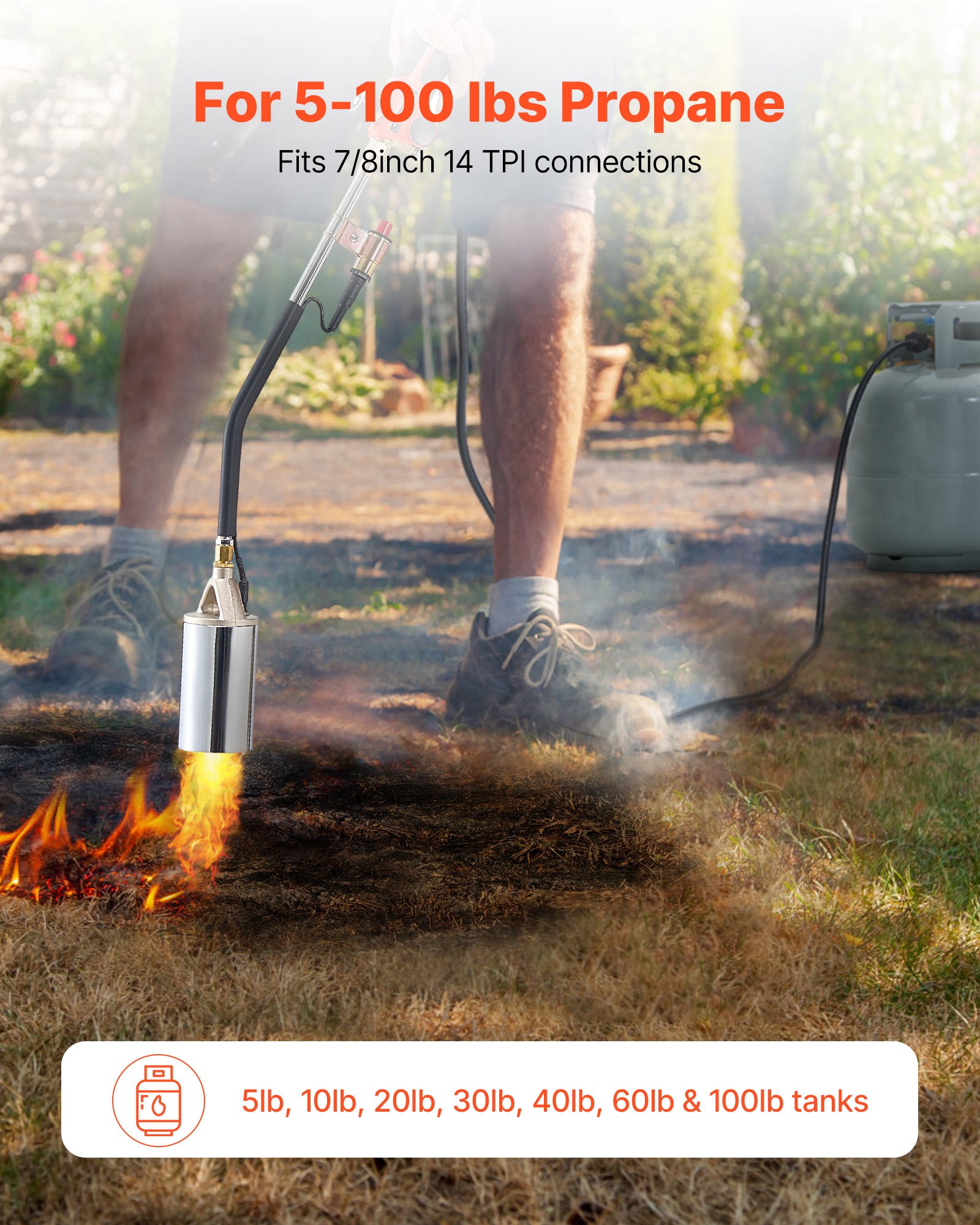 VEVOR Propane Torch Weed Burner, High Output 1,800,000 BTU with 3 m Hose, Heavy Duty Blow Torch with Adjustable Flame and Turbo Trigger Push Button Igniter, Flamethrower Kit for Garden Ice Snow Road