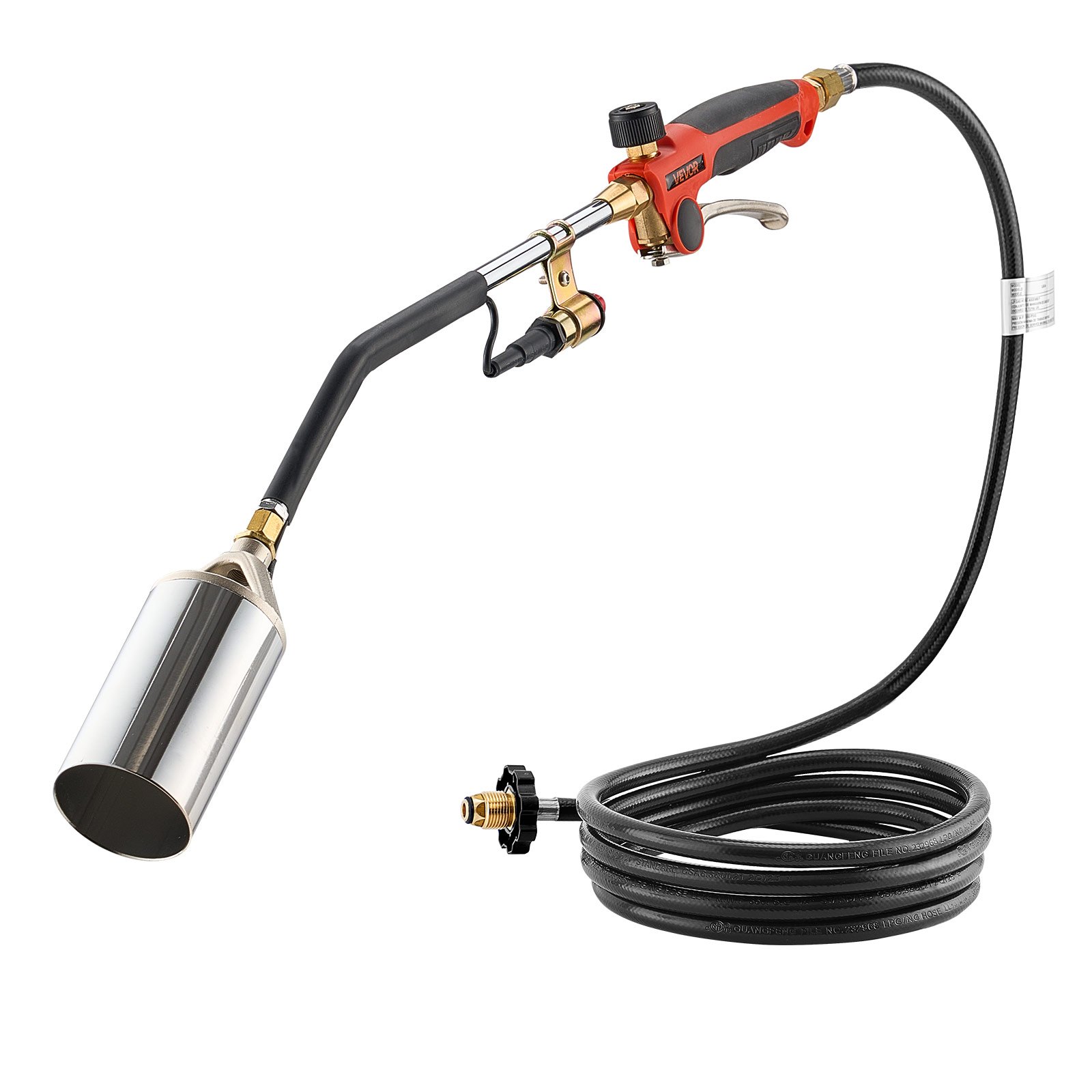 VEVOR Propane Torch Weed Burner, High Output 1,800,000 BTU with 3 m Hose, Heavy Duty Blow Torch with Adjustable Flame and Turbo Trigger Push Button Igniter, Flamethrower Kit for Garden Ice Snow Road