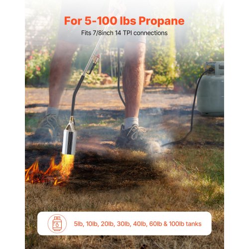 GASPOWOR Chalumeau De Désherbage Robuste, Chalumeau Au Propane Avec Tuyau De 2,5 M, 800 000 BTU