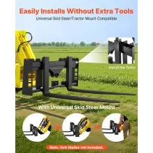 VEVOR 45-inch Skid Steer Pallet Frame with Hitch Receiver & Spear Sleeves