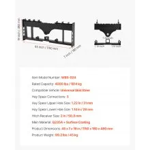VEVOR 45-inch Skid Steer Pallet Frame with Hitch Receiver & Spear Sleeves