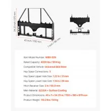 VEVOR Skid Steer Pallet Frame with Hitch Receiver & Spear Sleeves 4000 lbs