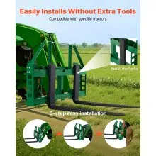 VEVOR Pallet Fork Frame Attachment with 48-inch Skid Steer Forks for JD Tractors