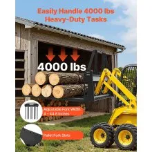 VEVOR Pallet Fork Frame Attachment with 42-inch Skid Steer Pallet Forks 4000 lbs