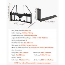 VEVOR Pallet Fork Frame Attachment with 42-inch Skid Steer Pallet Forks 4000 lbs