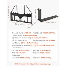 VEVOR Pallet Fork Frame Attachment with 48-inch Skid Steer Pallet Forks 4000 lbs