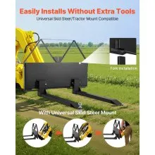 VEVOR Pallet Fork Frame Attachment with 48-inch Skid Steer Pallet Forks 2600 lbs