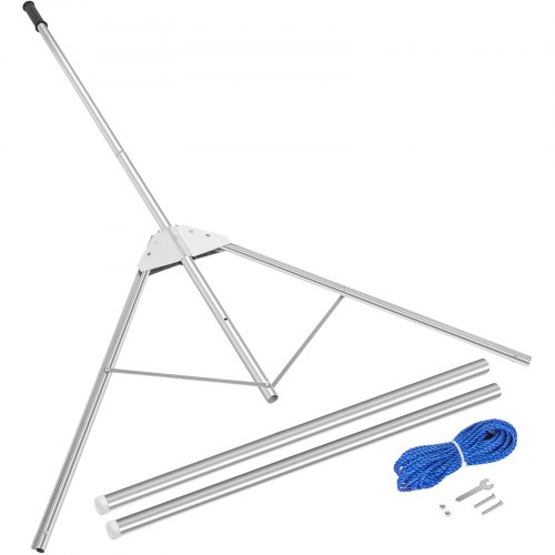 VEVOR Aquatic Weed Cutter, 30"-53" Adjustable Cutting Path Water Grass Cutter, Stainless Steel Blades Lake Weed Cutter, Weed Rake w/ 33 ft. Rope, Aluminum Alloy Handle, for Beach, Pond & Lake