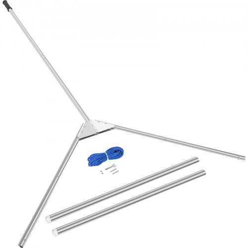 VEVOR Aquatic Weed Cutter, 30" Cutting Path Water Grass Cutter, Stainless Steel Blades Lake Weed Cutter, Weed Rake with 33 ft. Rope, Blade Covers, and Aluminum Alloy Handle for Beach, Pond, and Lake