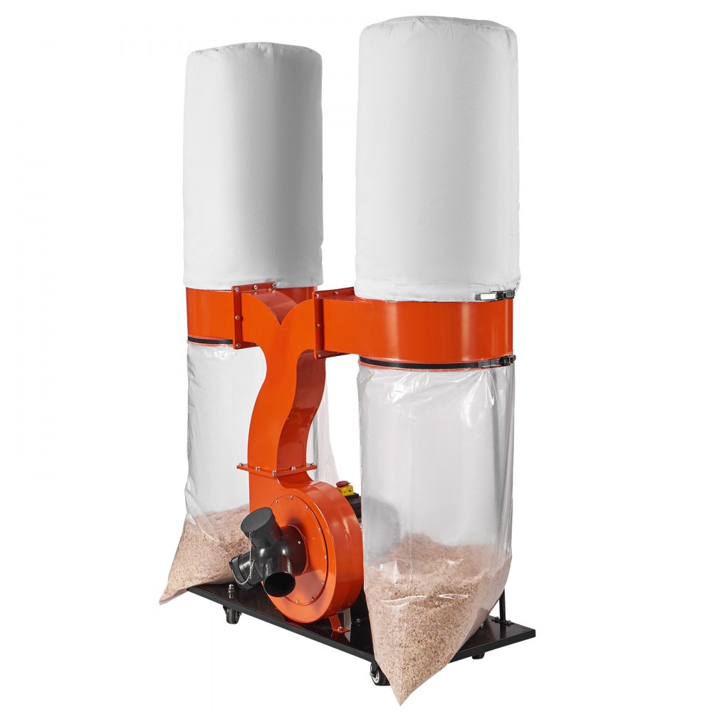 VEVOR 3HP Dust Collector with 2800 CFM Air Flow Bag Dust Collector 110V Portable Dust Collector 5 Micron Bag Filtration