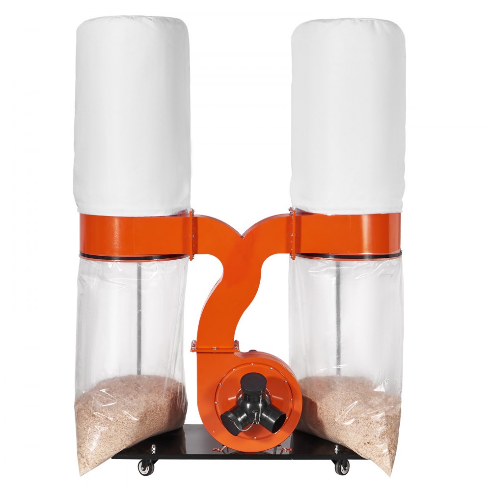 VEVOR 3HP Dust Collector with 2800 CFM Air Flow Bag Dust Collector 110V Portable Dust Collector 5 Micron Bag Filtration