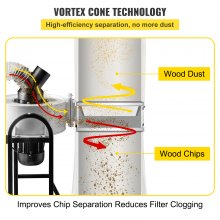 VEVOR Vortex Dust Collector Woodworking Dust Collector 1.5HP 220V w/ Mobile Base