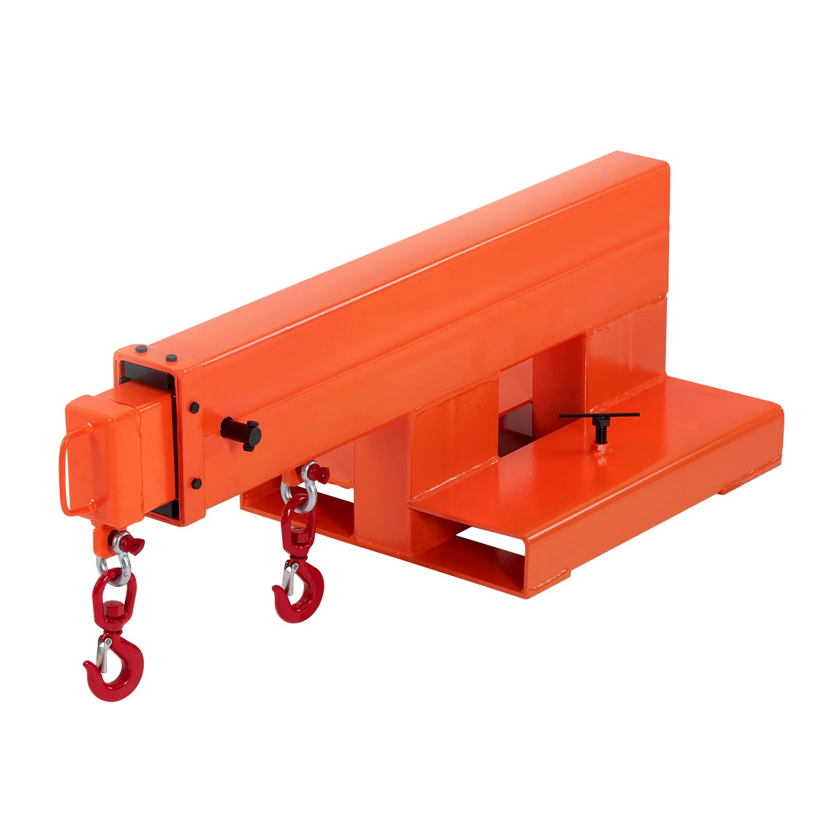VEVOR Forklift Jib Boom Crane, 5500 lbs Capacity, Forklift Mobile Crane Lifting Hoist with 2 Hooks, Manual Telescopic 47.2-73.5 in, Boom Attachment Towing Handling Equipment for Warehouse & Factories
