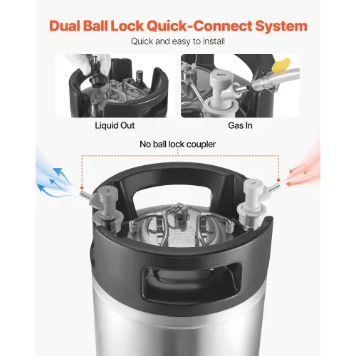 2.5 Gallon Cornelius Ball Lock Keg – New, Dual Handle, Manual Relief, Dry Hop Tab – Perfect For Homebrew Beer 4 thumbnail image