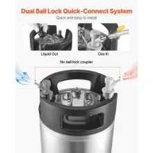 VEVOR Corny Keg, 5 Gallon Ball Lock Keg, SUS304 Cold Brew Kegs with Dual Rubber Handles & Heavy-Duty Rubber Bottom, Brewing Equipment for Home Brewing Party, 1 PCS