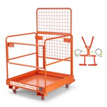 VEVOR Forklift Safety Cage, 36.2 x 41.1 Inch, Forklift Man Basket with 4 Wheels, 1200 lbs Capacity, Heavy Duty Work Platform Collapsible Lift Basket, Safety Harness, for Aerial Work Lifting Loader