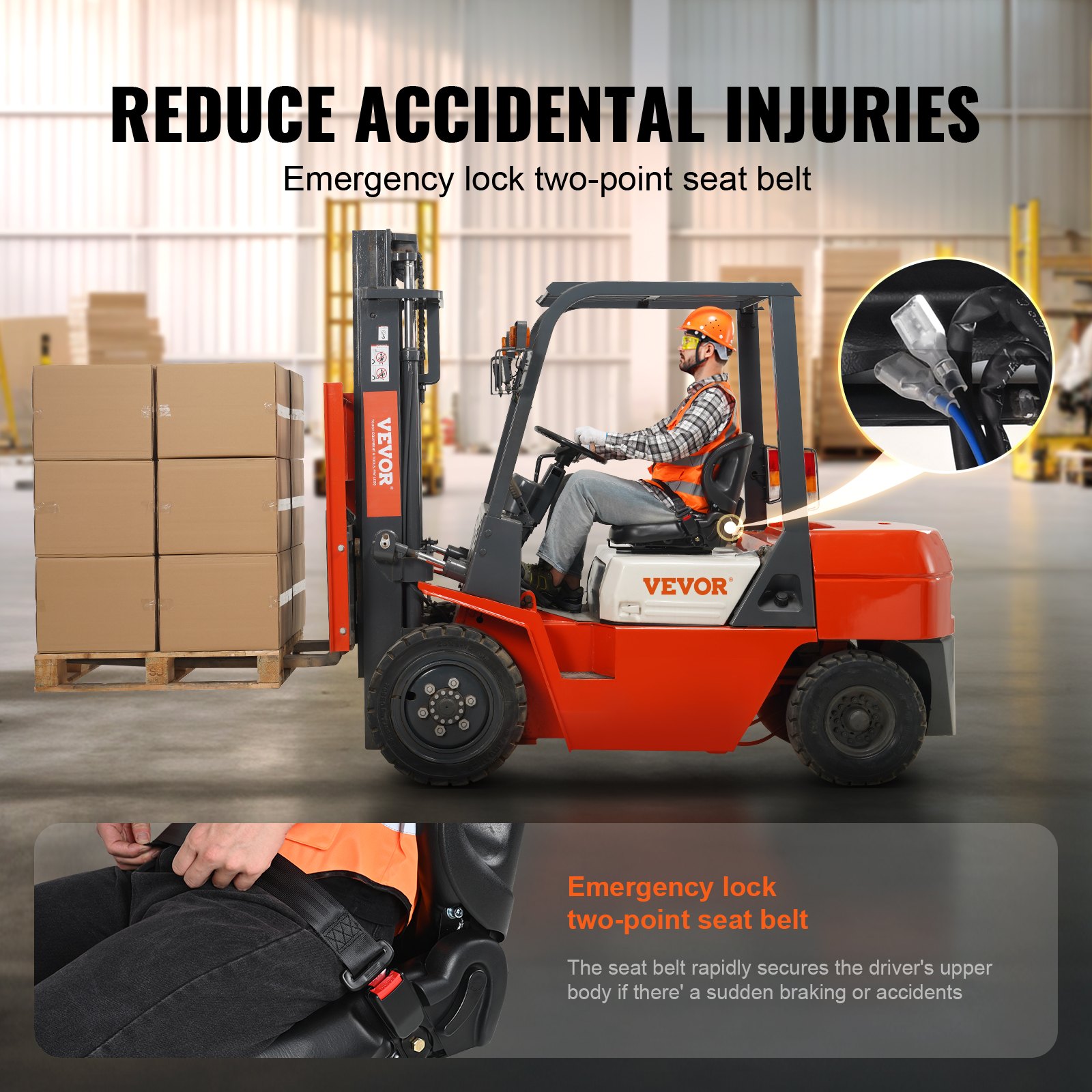 VEVOR Universal Forklift Seat,Tractor Seat with Adjustable Angle Back, Micro Switch and Seatbelt,Wrap-around Forklift Seat for Tractor Loader Excavator