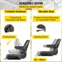 VEVOR Universal Forklift Seat Black PVC Tractor Seat, 6"/150MM Adjustable Mower Seat Foldable Seat Including Armrests&Seat Switch, 18.5" x 20" x 18" Skid Steer Seat Fit Forklift, Tractor, Skid Loader