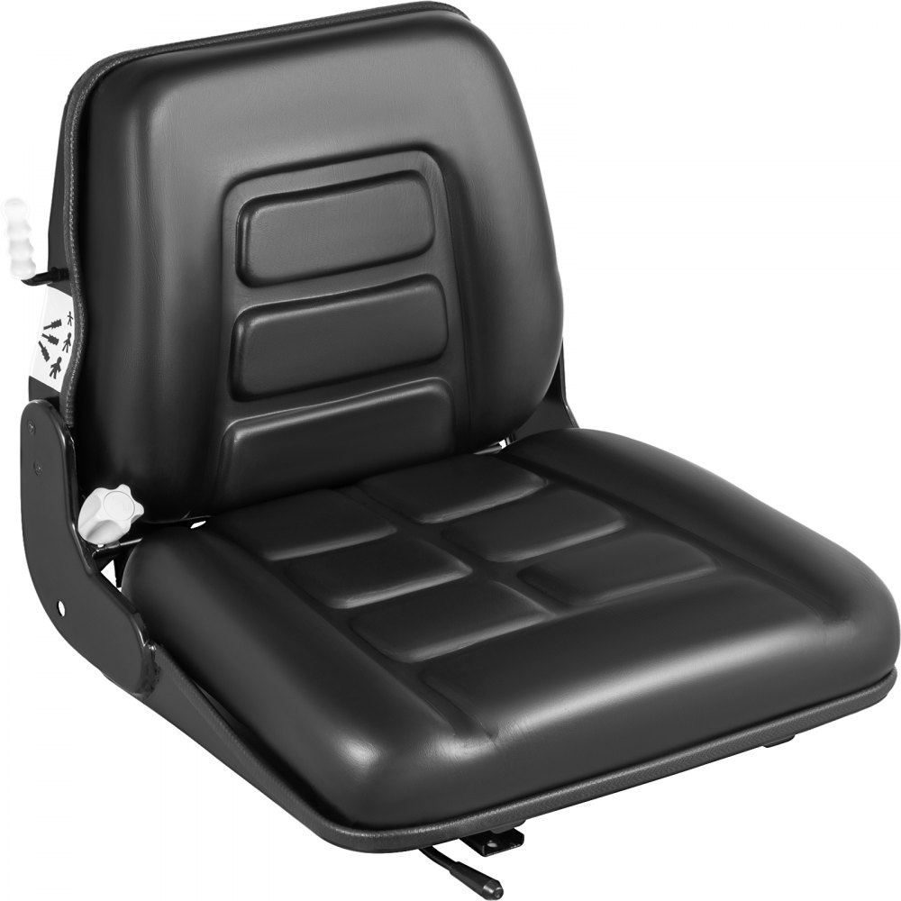 VEVOR Asiento de carretilla elevadora universal VEVOR, asiento de tractor  de PVC negro, asiento de cortacésped ajustable de 6/150 mm, asiento  plegable que incluye interruptor de asiento, asiento de dirección  deslizante de