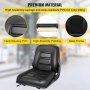 VEVOR Universal Forklift Seat, Black PVC Tractor Seat, 6"/150MM Adjustable Mower Seat, 3-Stage Weight Seat Including Seat Switch, 19" x 23" x 19" Skid Steer Seat, Fit Forklift, Tractor, Skid Loader