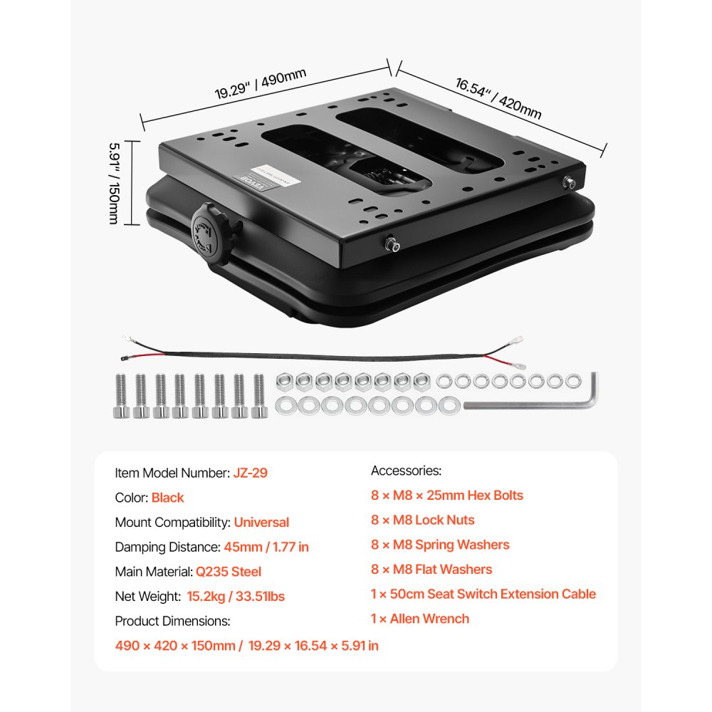 Kit de suspensión de asiento universal sin riel deslizante apto para tractores cortacésped