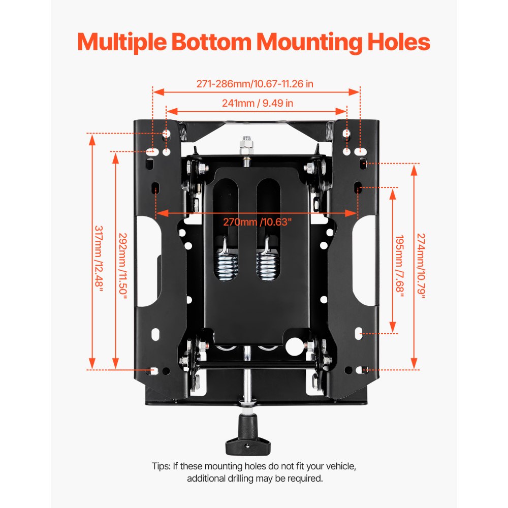 VEVOR Seat Suspension Kit Without Seat Slider Track, Universal Air Ride Seat Suspension for Zero Turn Lawn Mower, Adjustable Tractor Seat Suspension ‎Kit Compatible with Forklift, Bulldozers Seat