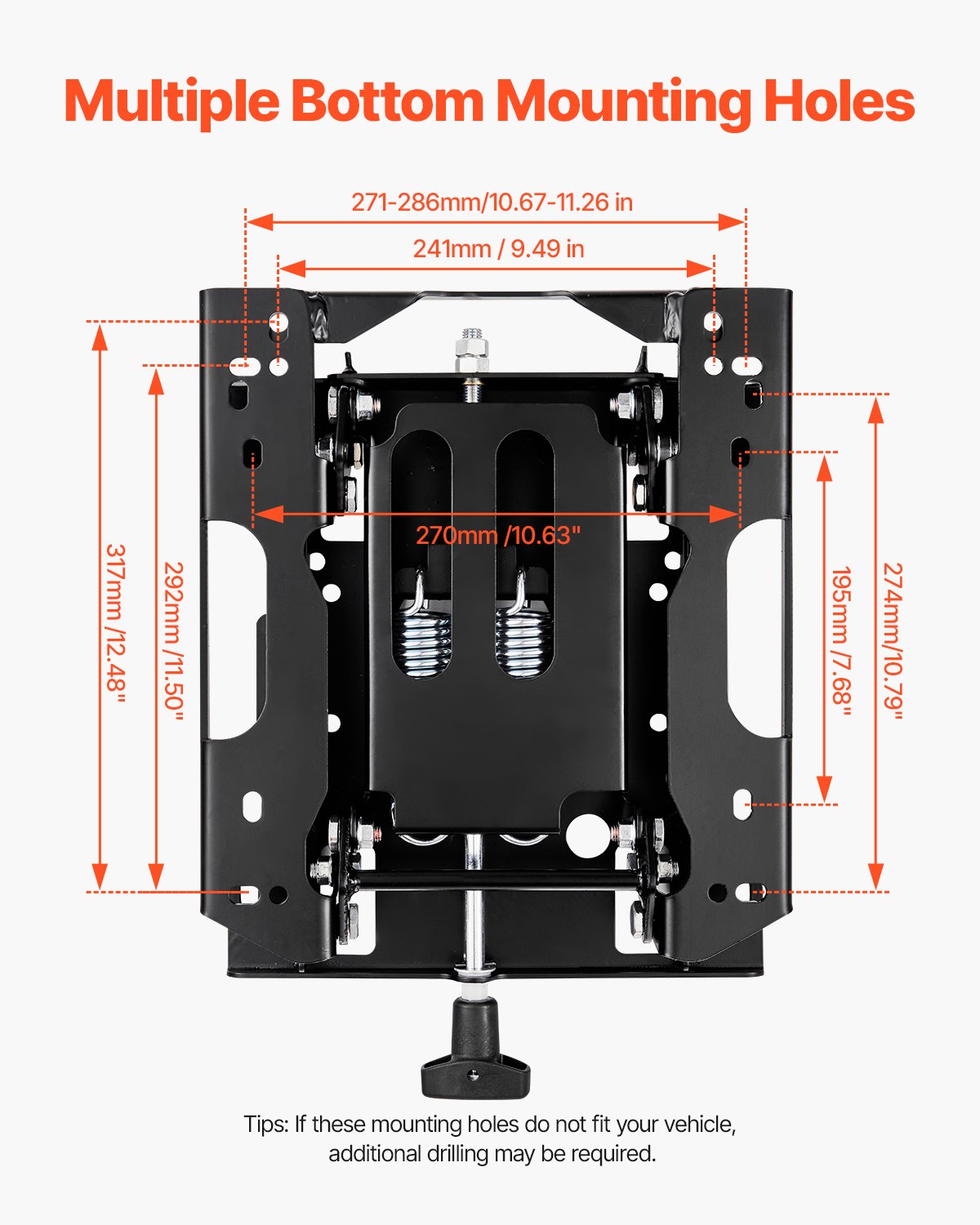 VEVOR Seat Suspension Kit Without Seat Slider Track, Universal Air Ride Seat Suspension for Zero Turn Lawn Mower, Adjustable Tractor Seat Suspension ‎Kit Compatible with Forklift, Bulldozers Seat