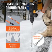 VEVOR Driveway Markers, 100PCS 121.5cm, 0.78cm Diameter, Orange Fiberglass Poles Snow Stakes with Reflective Tape, 30cm Steel Drill Bit & Protection Gloves for Parking Lots, Walkways Easy Visibility