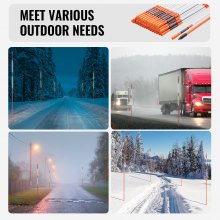VEVOR Driveway Markers, 100 PCS 48 inch, 0.4 inch Diameter, Orange Fiberglass Poles Snow Stakes with Reflective Tape, 12" Steel Drill Bit & Protection Gloves for Parking Lots, Walkways Easy Visibility