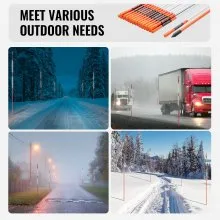 VEVOR Driveway Markers, 30 PCS 48 inch, 0.4 inch Diameter, Orange Fiberglass Poles Snow Stakes with Reflective Tape, 12" Steel Drill Bit & Protection Gloves for Parking Lots, Walkways Easy Visibility