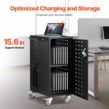 VEVOR Charging Cart, 16 Device Mobile Charging Station, Up to 15.6 in Screen Size, Office and Classroom Mobile Charging Cart, for Chromebook, Tablet and Laptop