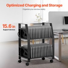 VEVOR Laptop Cart, 32 Device Mobile Open Charging Station, Up to 15.6 in Screen Size, Office and Classroom Mobile Charging Cart, for Chromebook, Tablet and Laptop