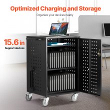 VEVOR Charging Cart Mobile Locking Charging Cart 32 Devices for Laptop & Tablet