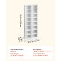 VEVOR Media Storage Cabinet, 8-Tier DVD Shelf Organizer, 559 x 222 x 1295 mm Multimedia Storage Organizer for CDs, DVDs, Books and Games, CD Shelf for Living Room, Home Office, Recording Room, White