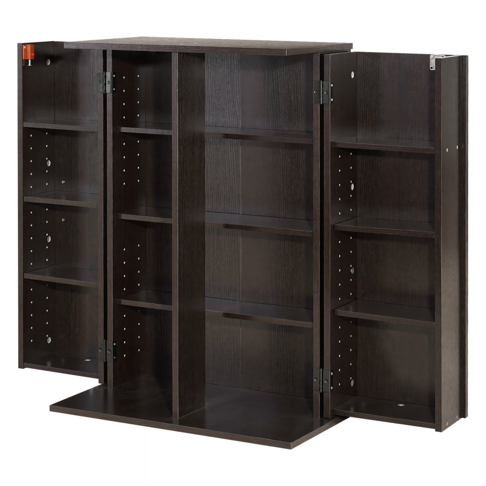 VEVOR Media Storage Cabinet, 4-Tier DVD Shelf Organizer, 610 x 368 x 846 mm Multimedia Storage Organizer for CDs, DVDs, Books, Games, CD Shelf for Living Room, Home Office, Recording Room, Brown