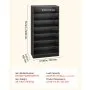 VEVOR Media Storage Cabinet, 7-Tier DVD Shelf Organizer, 70 x 30 x 140 cm Multimedia Storage Organizer for CDs, DVDs, Books and Games, CD Shelf for Living Room, Home Office, Recording Room