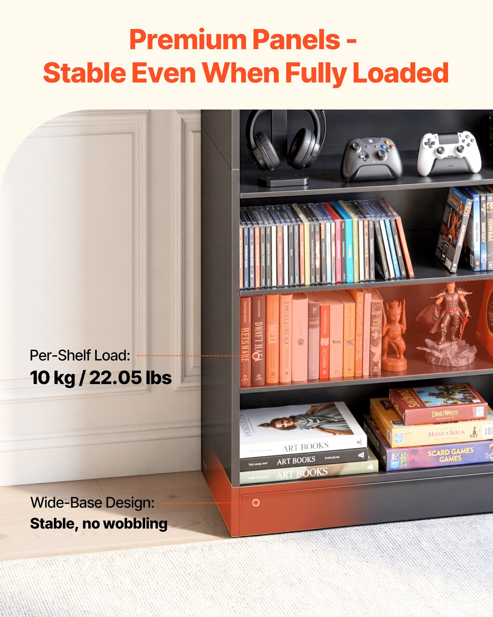 VEVOR Media Storage Cabinet, 7-Tier DVD Shelf Organizer, 70 x 30 x 140 cm Multimedia Storage Organizer for CDs, DVDs, Books and Games, CD Shelf for Living Room, Home Office, Recording Room