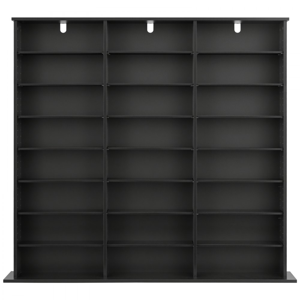 VEVOR Media Storage Cabinet, 8-Tier DVD Shelf Organizer, 142 x 22 x 130 cm Multimedia Storage Organizer for CDs, DVDs, Books & Games, CD Shelf for Living Room, Home Office, Recording Room, Black