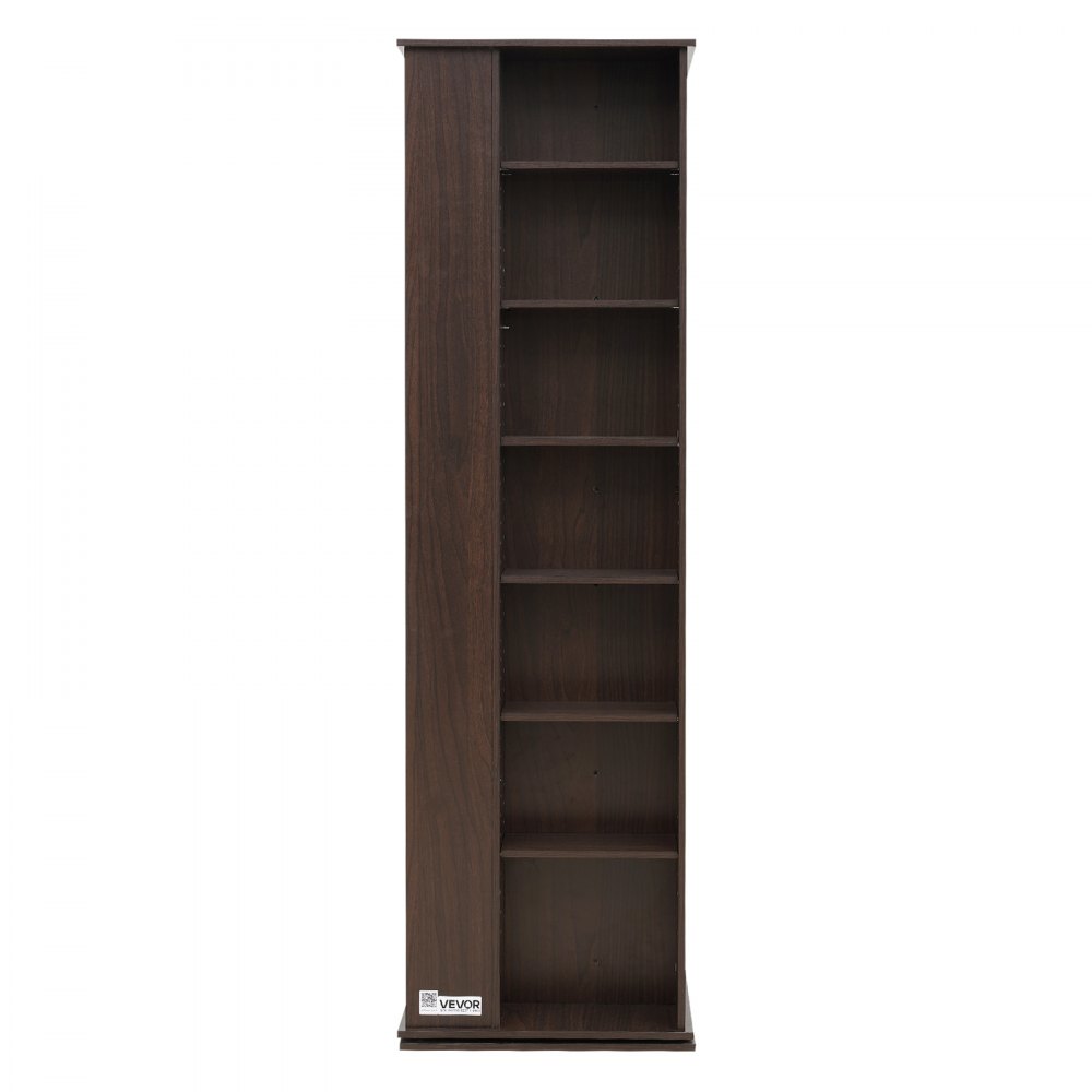 VEVOR Media Storage Cabinet, CD Rack Tower, 34 Compartments Rotating Media Tower Rack for CDs, DVDs, Books and Game Discs, DVD Stand for Living Room, Home Office and Recording Room, Brown