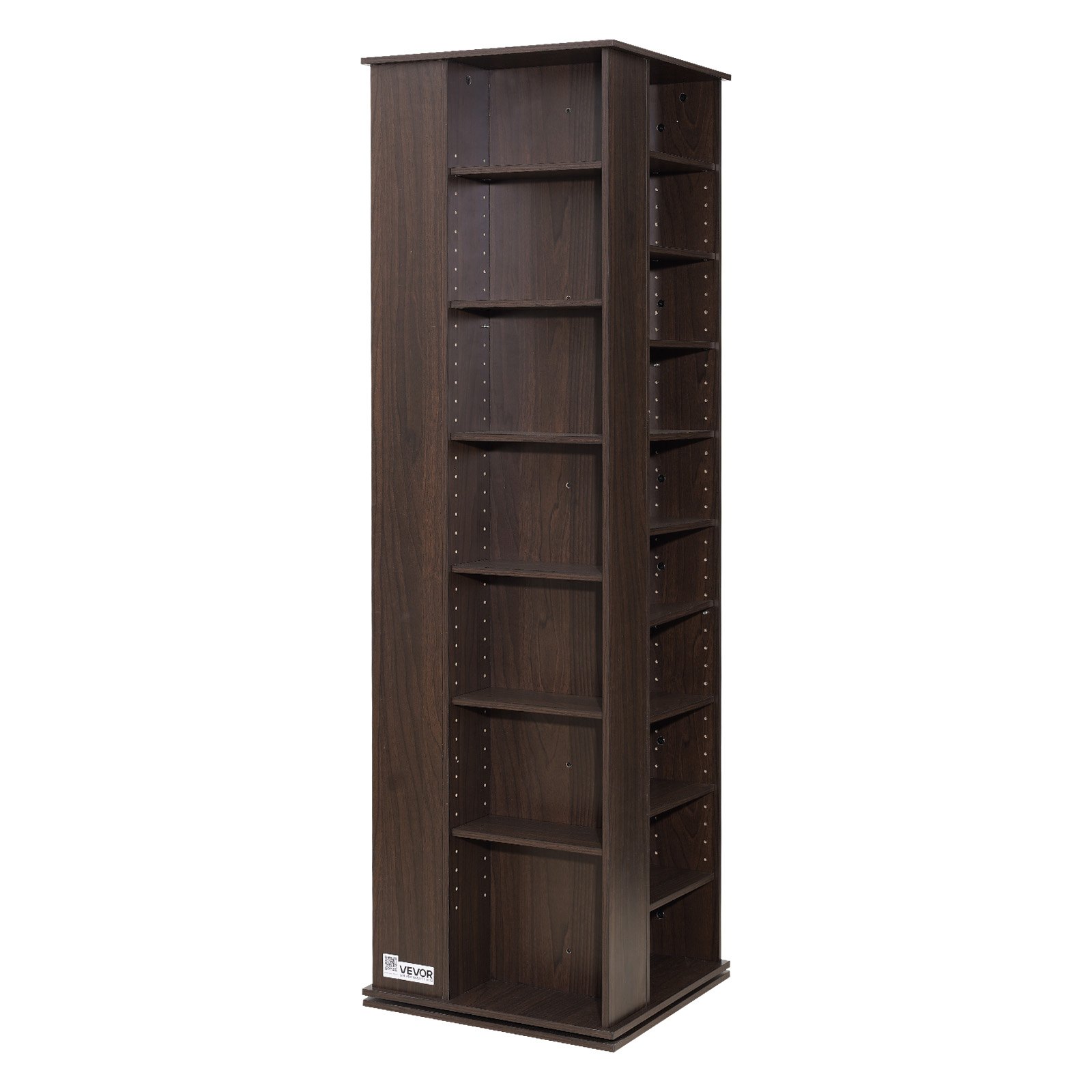 VEVOR Media Storage Cabinet, CD Rack Tower, 34 Compartments Rotating Media Tower Rack for CDs, DVDs, Books and Game Discs, DVD Stand for Living Room, Home Office and Recording Room, Brown