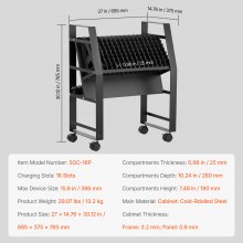 VEVOR Charging Cart, 16 Device Mobile Open Charging Station, Up to 15.6 in Screen Size, Office and Classroom Mobile Charging Cart, for Chromebook, Tablet and Laptop