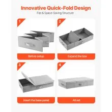 Under Bed Storage 48L Foldable Underbed Box for Household Organization 2 Pack