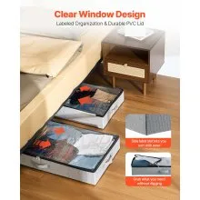 Under Bed Storage 45L Stackable Shoes Organization Box with Clear Lid 2 Pack